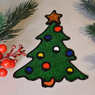 Наклейка новогодняя "Елочка с шариками" 15*18см