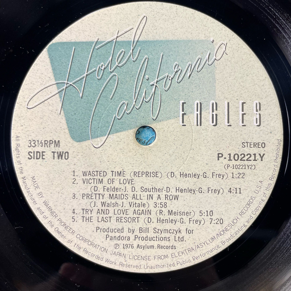 Винтажная виниловая пластинка LP Eagles Hotel California (Япония 1976) (Без Оби) (С Плакатом)