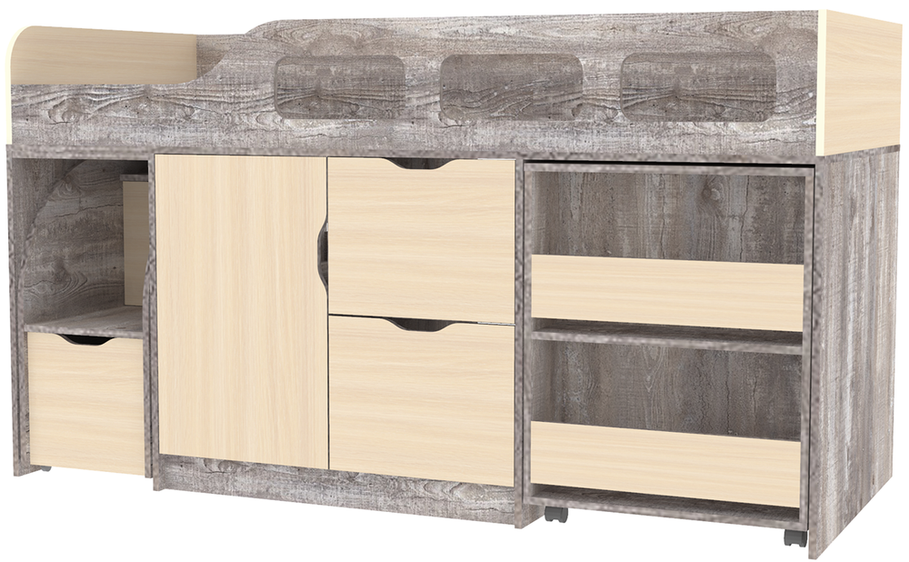 Кровать-чердак КарИВи Астра 8 Бетон  Дуб Молочный