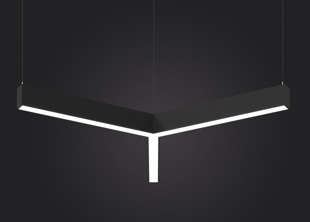 Подвесной LED светильник трехлучевой LP85-TRIOLA-1300 108Вт (сегмент 1328 мм) 4000K 9936Лм черный 2350х2035х80мм DARKLUM