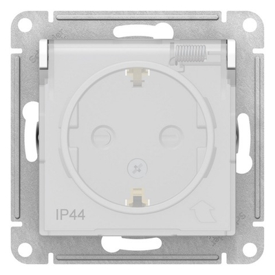 ATLASDESIGN AQUA РОЗЕТКА с заземл. со шт. с прозрач. крышк.,16А, IP44, мех,БЕЛЫЙ ATN440146