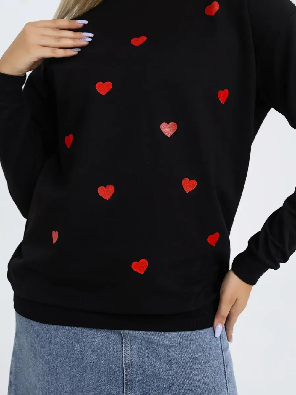 Лонгслив с сердечками