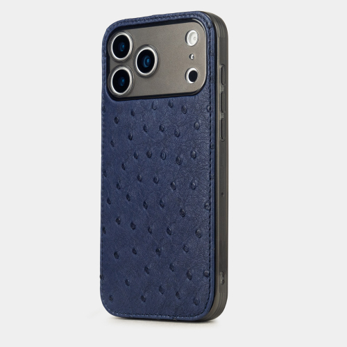Чехол-накладка для iPhone 17 Pro Max - кожа страуса, синий