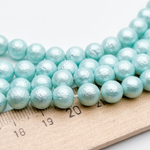 "Майорка" с эффектом фольга, цвет мятный, диаметр около 8,2 мм, цена за 12 шт (1/4 нити)