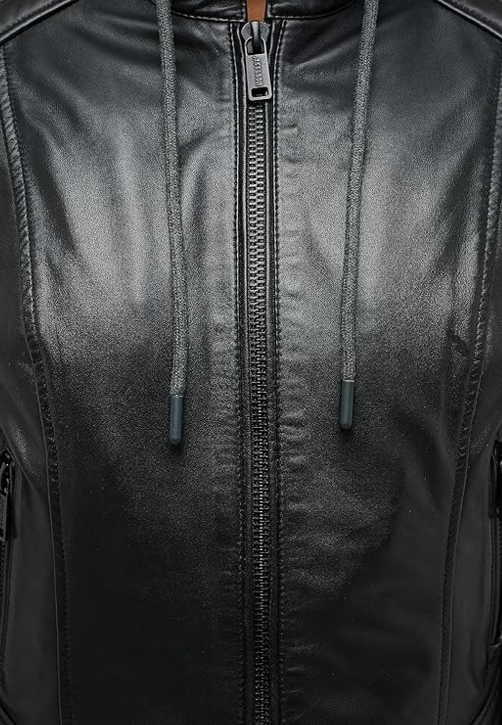 Куртка кожаная женская MUSTANG women's straight biker jacket with det. jersey hood