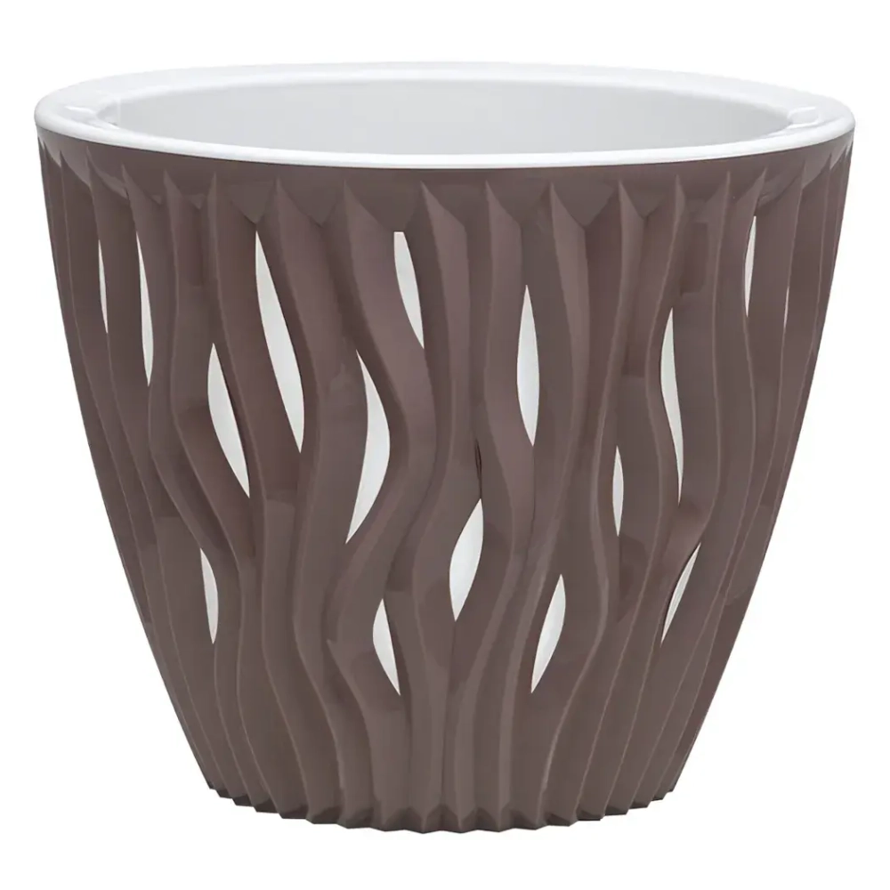 Кашпо для цветов пластиковое 5,7л d-23,5 см «Вдохновение» Мокко