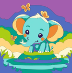 Картина по номерам 20*20см. "Слоник" (на подрам.) (Lori)