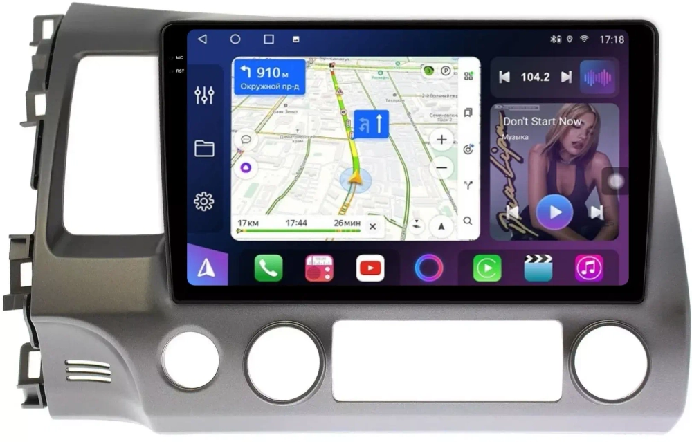 Магнитола Honda Civic 8 4d 2005-2012 (левый руль) - FarCar BM044M монитор 10.36" QLED на Android 14, TS10, 4+32Гб, CarPlay, 4G SIM-слот