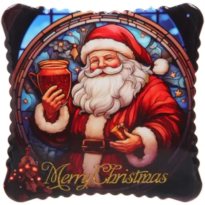 Подставка под кружку керамическая 10,5*10,5см «Дед Мороз с вареньем»