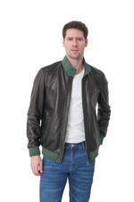 KHIMEONE Мужская кожаная демисезонная куртка (натуральная кожа, овчина)