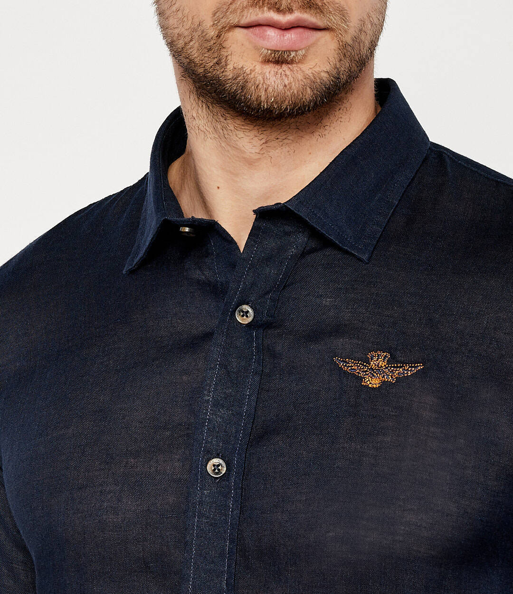 Льняная рубашка CAMICIA Aeronautica Militare - темно-синий(CA1239CT3089)