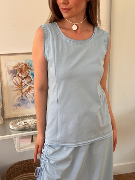 Майка из трикотажа для беременных и кормящих, Голубой