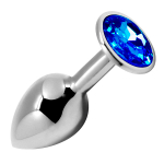 Анальная пробка 9см с розовым голубым Cnex Alive Mini Metal Butt Blue Size L