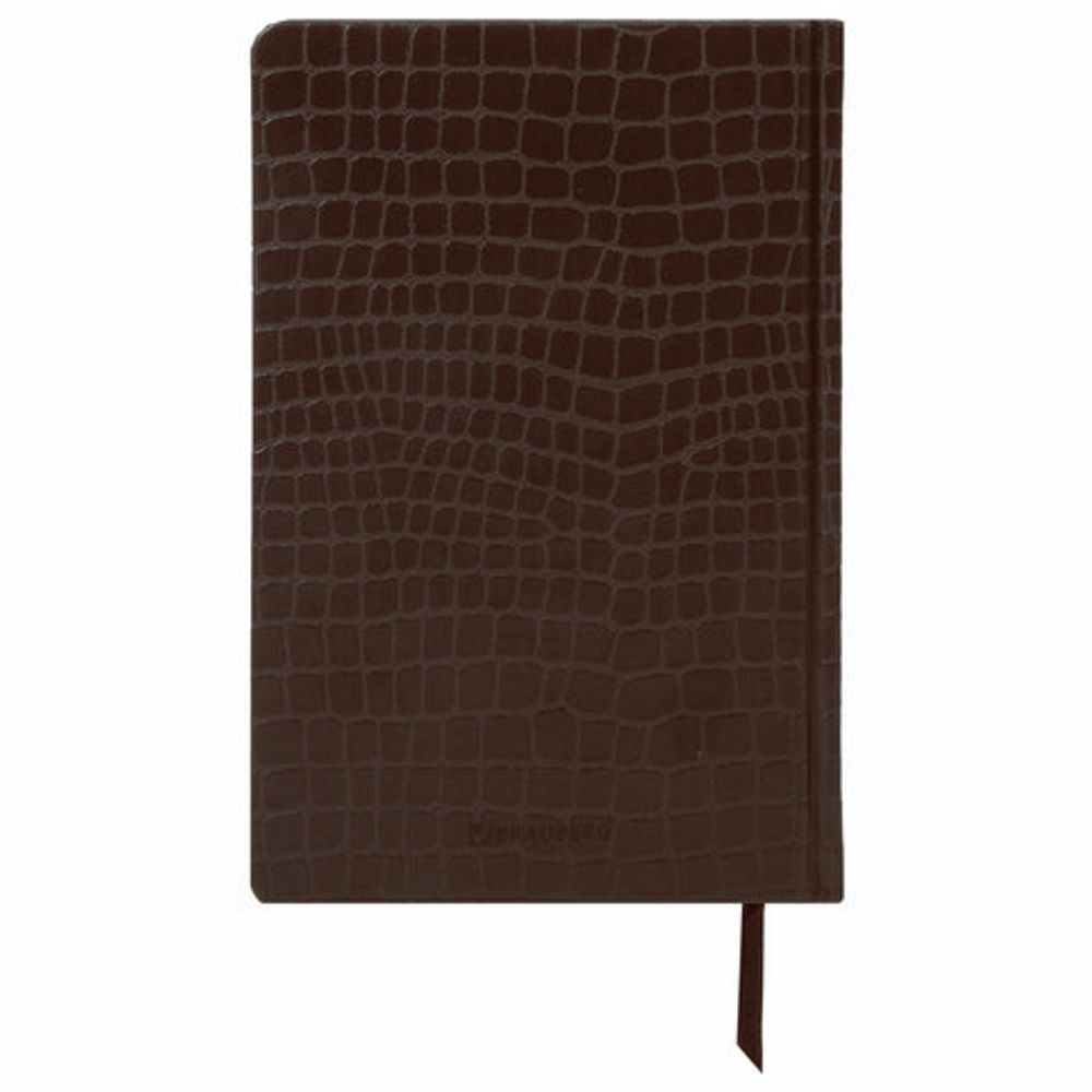 Ежедневник полудатированный А5 (148х218 мм) BRAUBERG "Alligator", под кожу, 208 л., коричневый, 124986