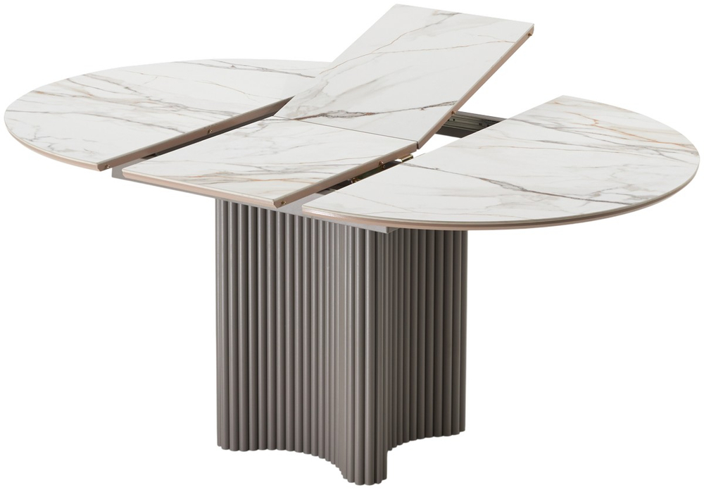 Стол АДАЖИО 115 КРУГЛЫЙ GILT WHITE, керамика / Латте каркас М-City