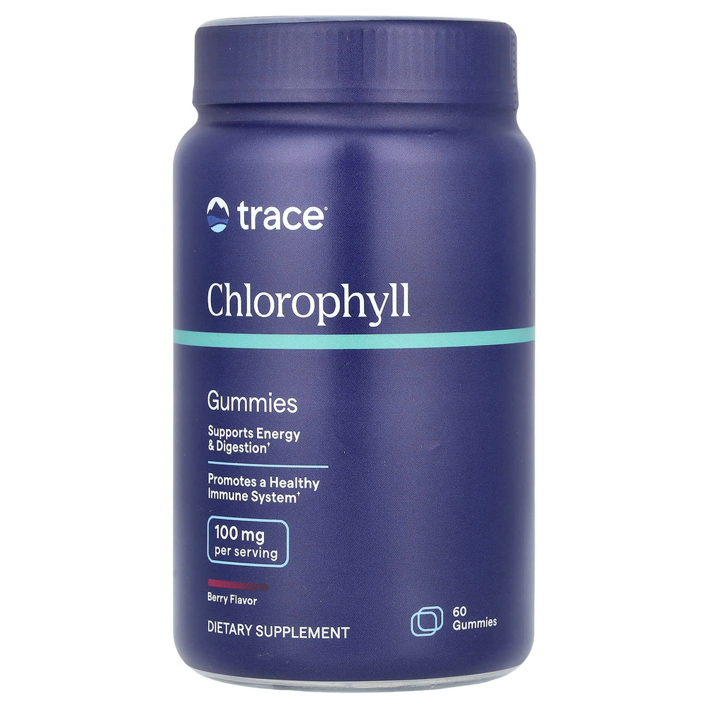 Trace, Жевательные мармеладки с хлорофиллом, ягодные, 60 жевательных таблеток (50 мг в 1 жевательной мармеладке)