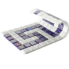 STP-Border1 Natural Стеклянная мозаика Steppa синяя белая глянцевая