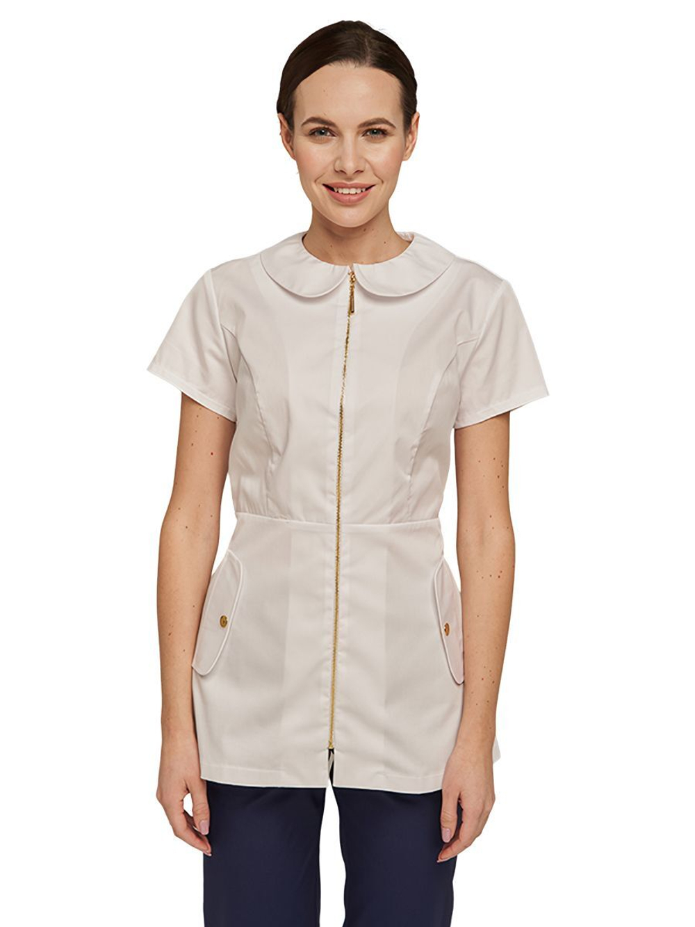 Туника медицинская женская Dr. Nice DRN150 на молнии, с воротником, синий, 46