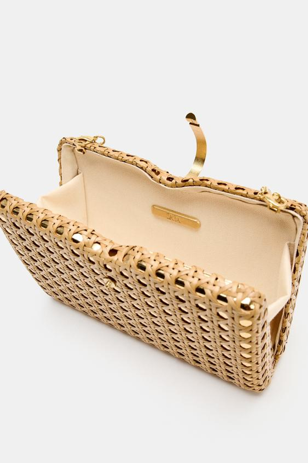 ZARA ЖЕСТКАЯ МЕТАЛЛИЧЕСКАЯ СУМКА, ЗОЛОТИСТЫЙ