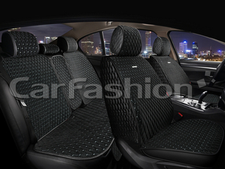 Накидки сидений ПОЛНЫЙ CarFashion (кт) -«RUBIN PLUS» 22698 -Велюр черный/черный/серый
