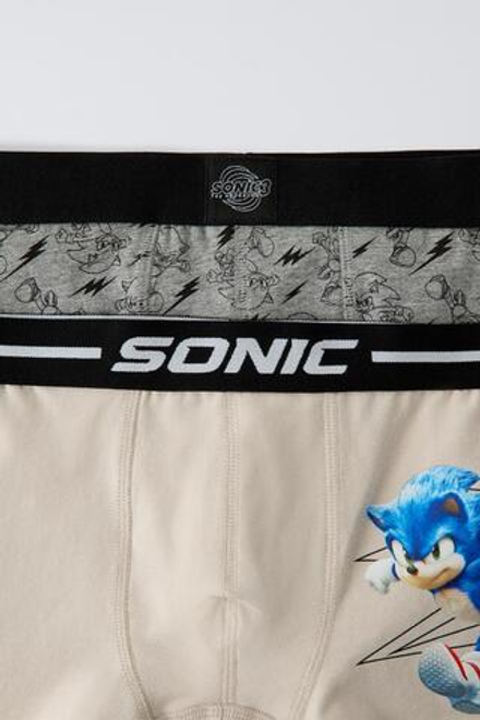 ZARA НАБОР ИЗ 6 ПАР 14 ЛЕТ/НАБОР ИЗ ДВУХ ТРУСОВ-БОКСЕРОВ SONIC ©SEGA, БЕЖЕВЫЙ