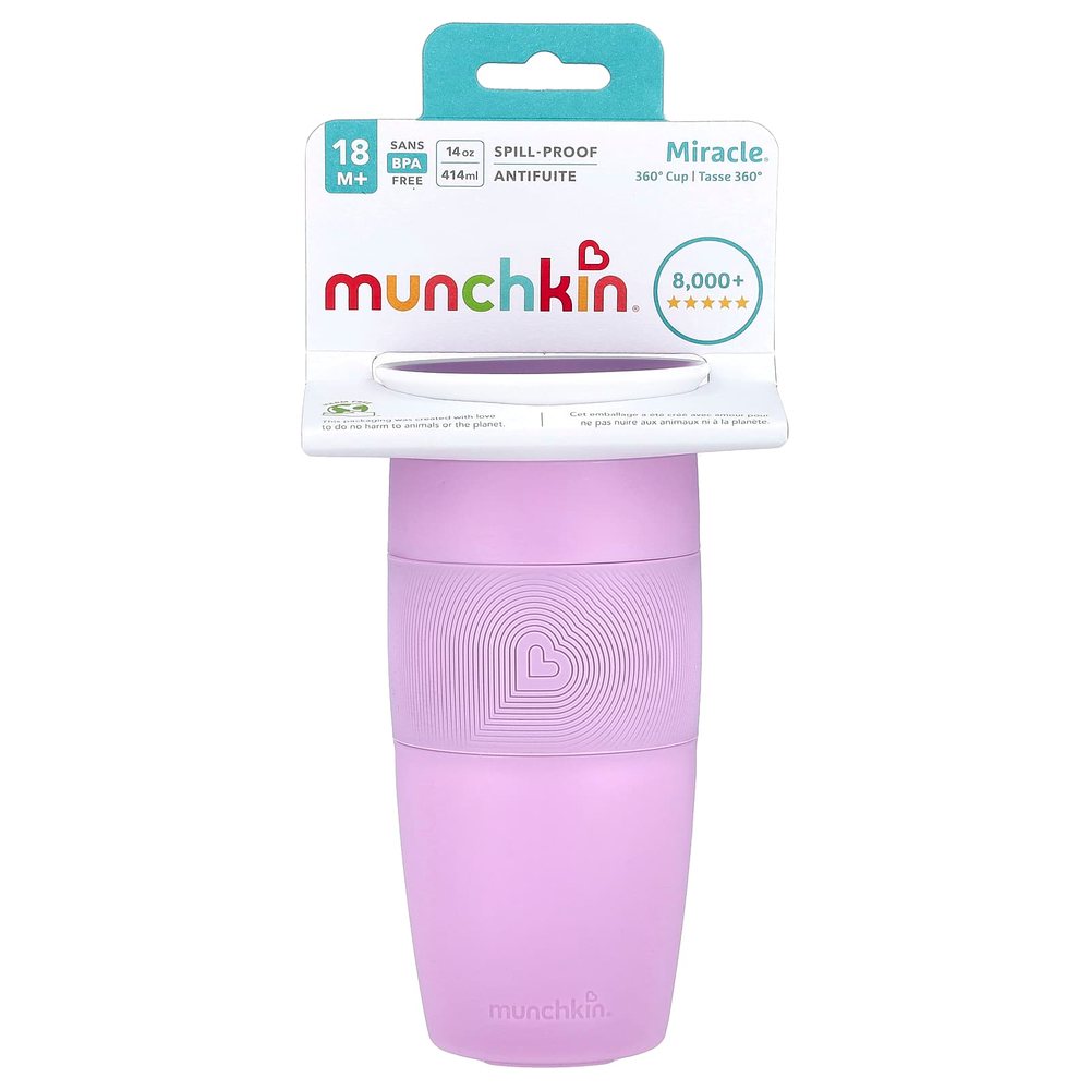 Munchkin, Miracle® 360 ° Cup, от 18 месяцев, светло-фиолетовый, 414 мл (14 унций)