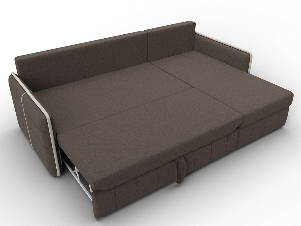 Диван угловой Лига-078 угол универсальный РОГОЖКА Амур 05 коричневый Амур 02 бежевый