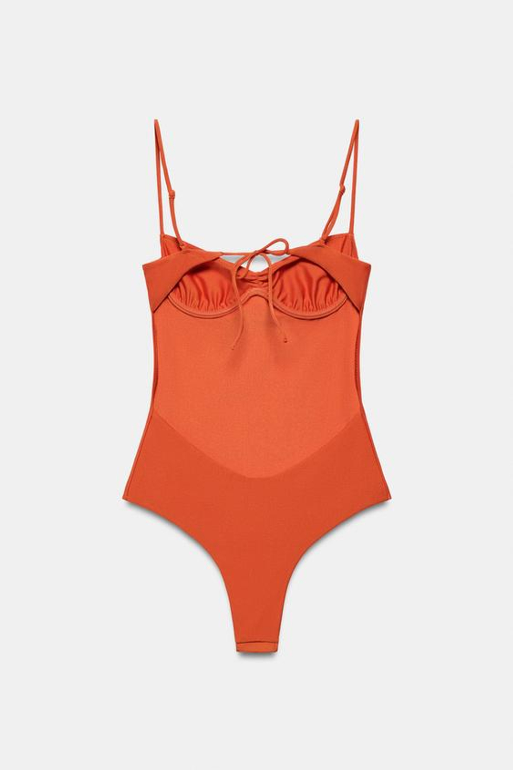 ZARA АТЛАСНЫЙ КУПАЛЬНИК НА КОСТОЧКАХ, ОРАНЖЕВЫЙ