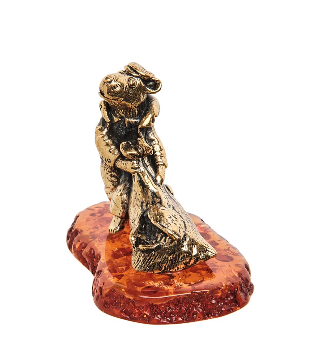 Народные промыслы AM-1117 Фигурка «Мышь Одессит» (латунь, янтарь)