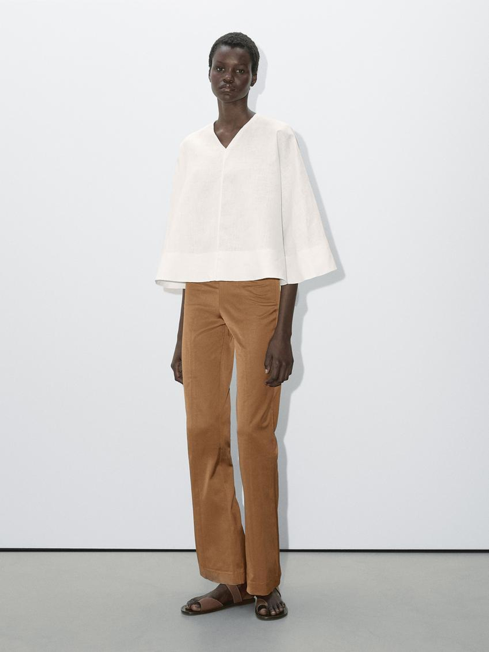 Massimo Dutti Атласные брюки, коричневый