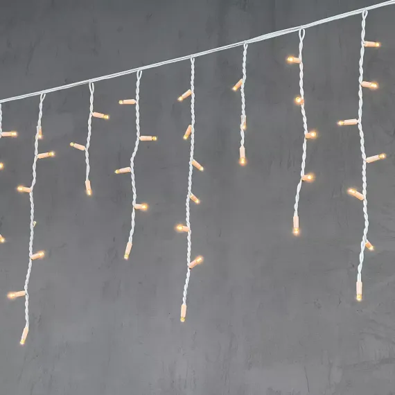 Светодиодная бахрома с колпачком 3,1*0,5 м., 120 экстра теплых белых LED ламп, каучуковый белый провод, LTC (LL120-8-2EWW)