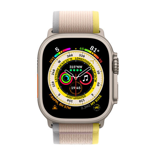 Умные часы Apple Watch Ultra GPS + Cellular, 49mm, Trail Loop S/M, Yellow/Beige (Желтый / Бежевый)