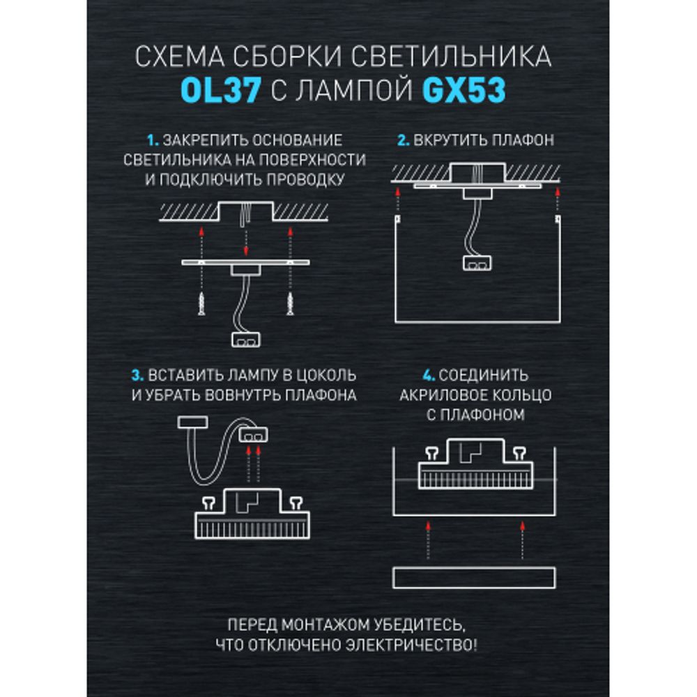 Светильник настенно-потолочный спот ЭРА OL37 BK под GX53 IP20 черный | Накладные светильники