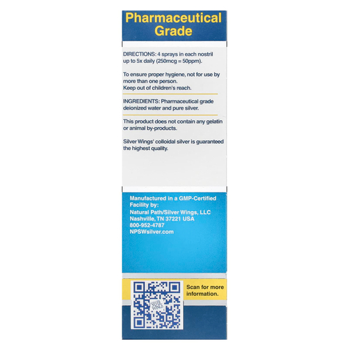 Natural Path Silver Wings, Натуральный серебряный спрей для носа, средство для облегчения пазух носа, 50 част. / Млн, 30 мл (1 жидк. унц.)
