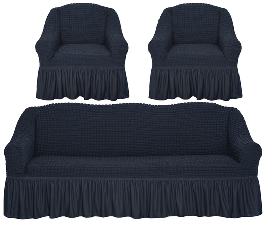 Комплект чехлов на трехместный диван и кресла с оборкой, цвет Антрацит