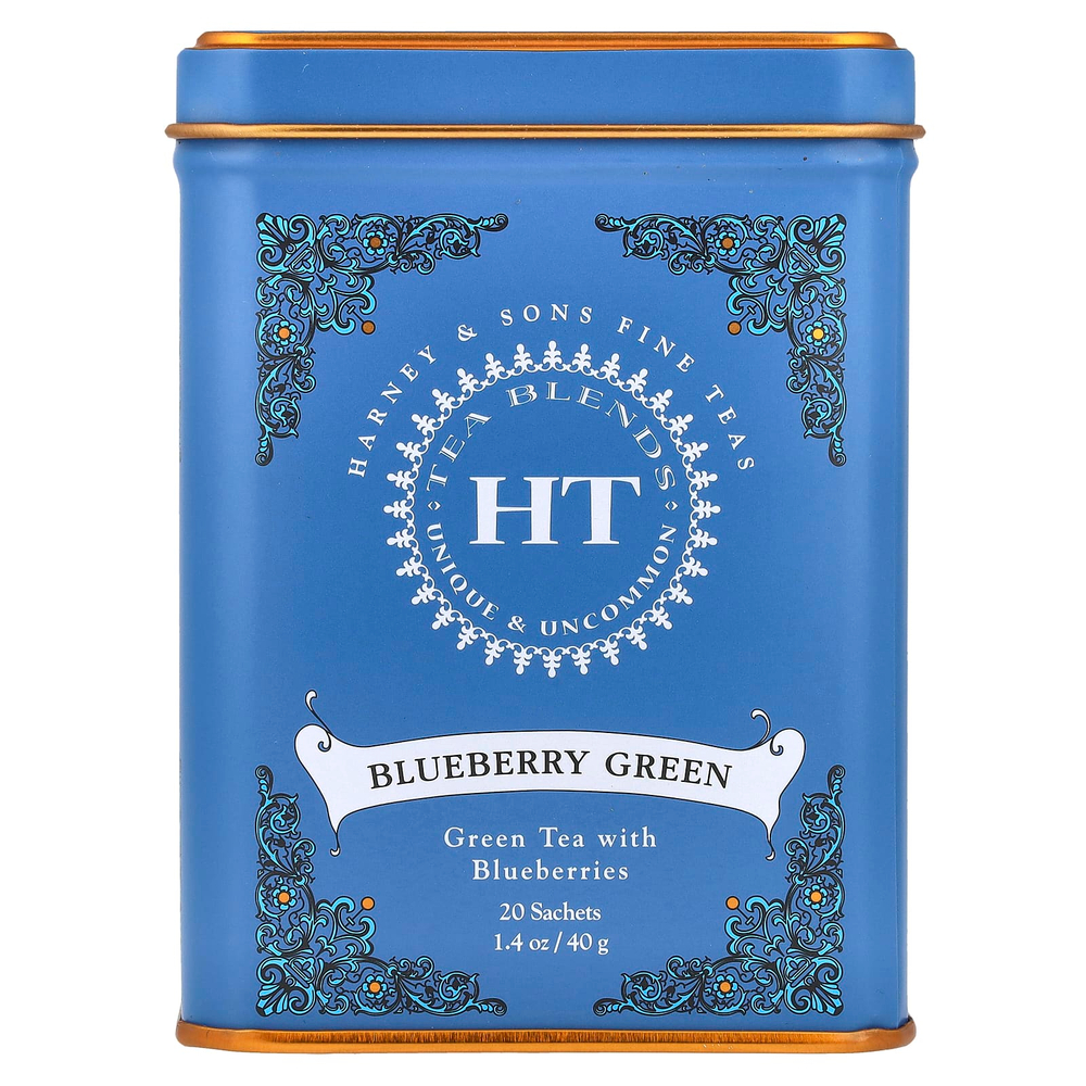 Harney & Sons, HT Tea Blends, чайная смесь, голубика и зеленый, 20 пакетиков, 40 г (1,4 унции)
