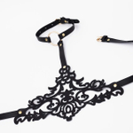 Черная резная портупея с золотистой фурнитурой (Цвет: черный с золотистым)