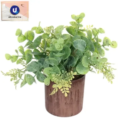 Цветок искусственный в горшке «Эвкалипт» 16см яркая трава