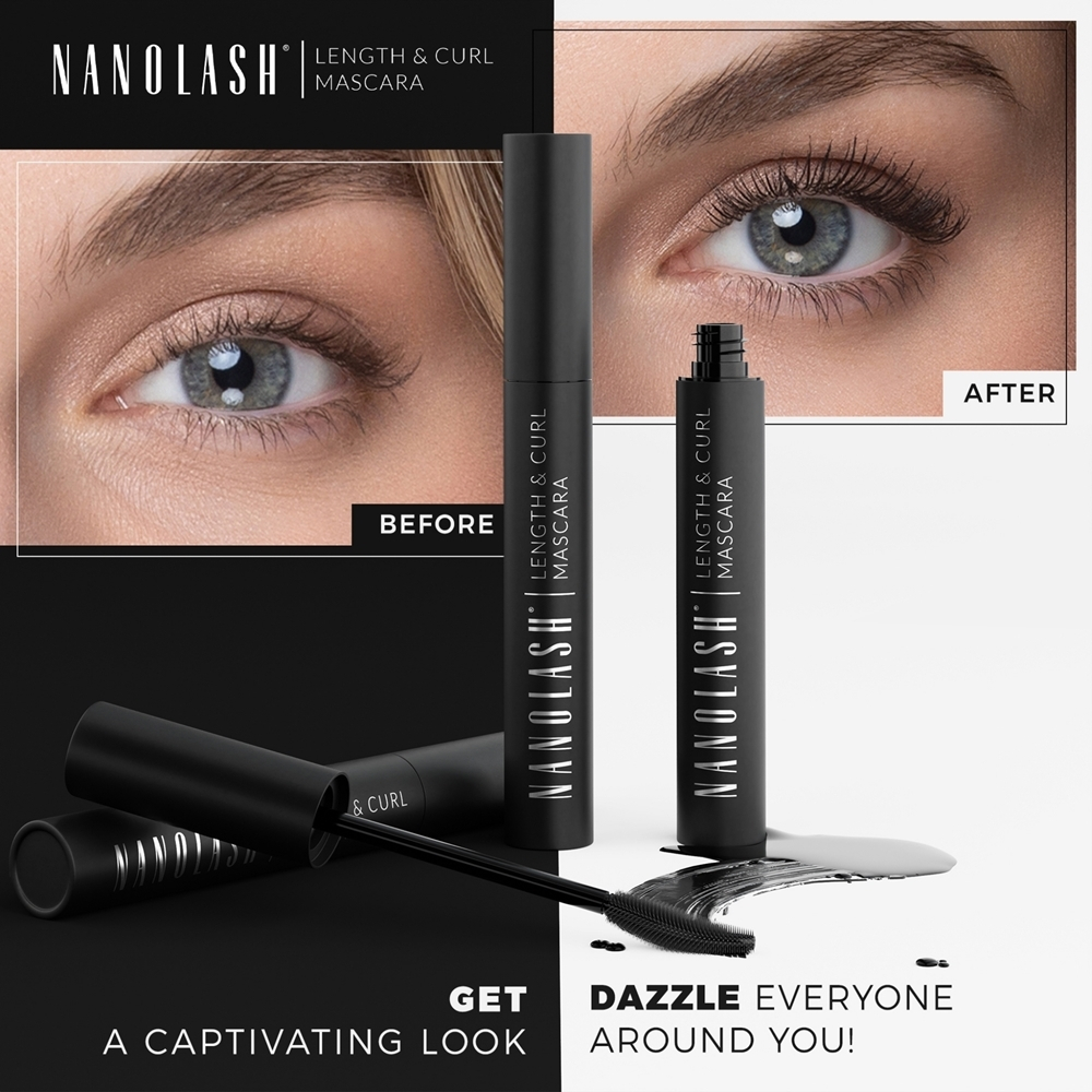 Nanolash Length&Curl Mascara - Объёмная, удлиняющая и подкручивающая тушь для ресниц, 10 ml