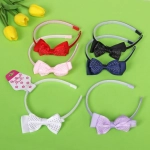 Ободок для волос детский на блистере «Rapunzel», в горошек, микс 6 цветов, 1см