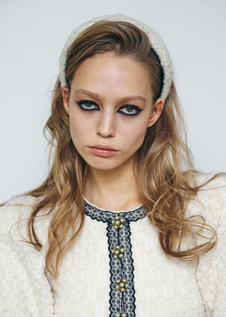 Твидовый ободок белый с золотыми вставкамии