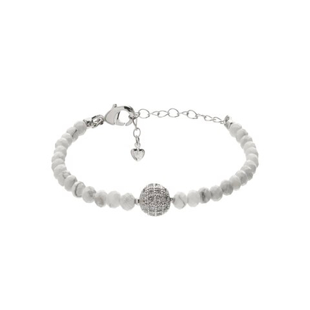 Браслет из натурально Говлита и шарика с фианитами, silver