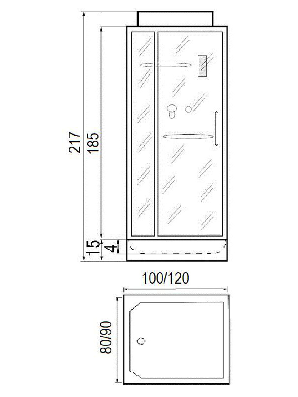 Душевая кабина RIVER TANA 100/80 100х80х217 10000003119 Универсальная Прямоугольная