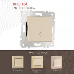 Кнопка звонка без рамки Arte Milano 203 203.36-1.shampan