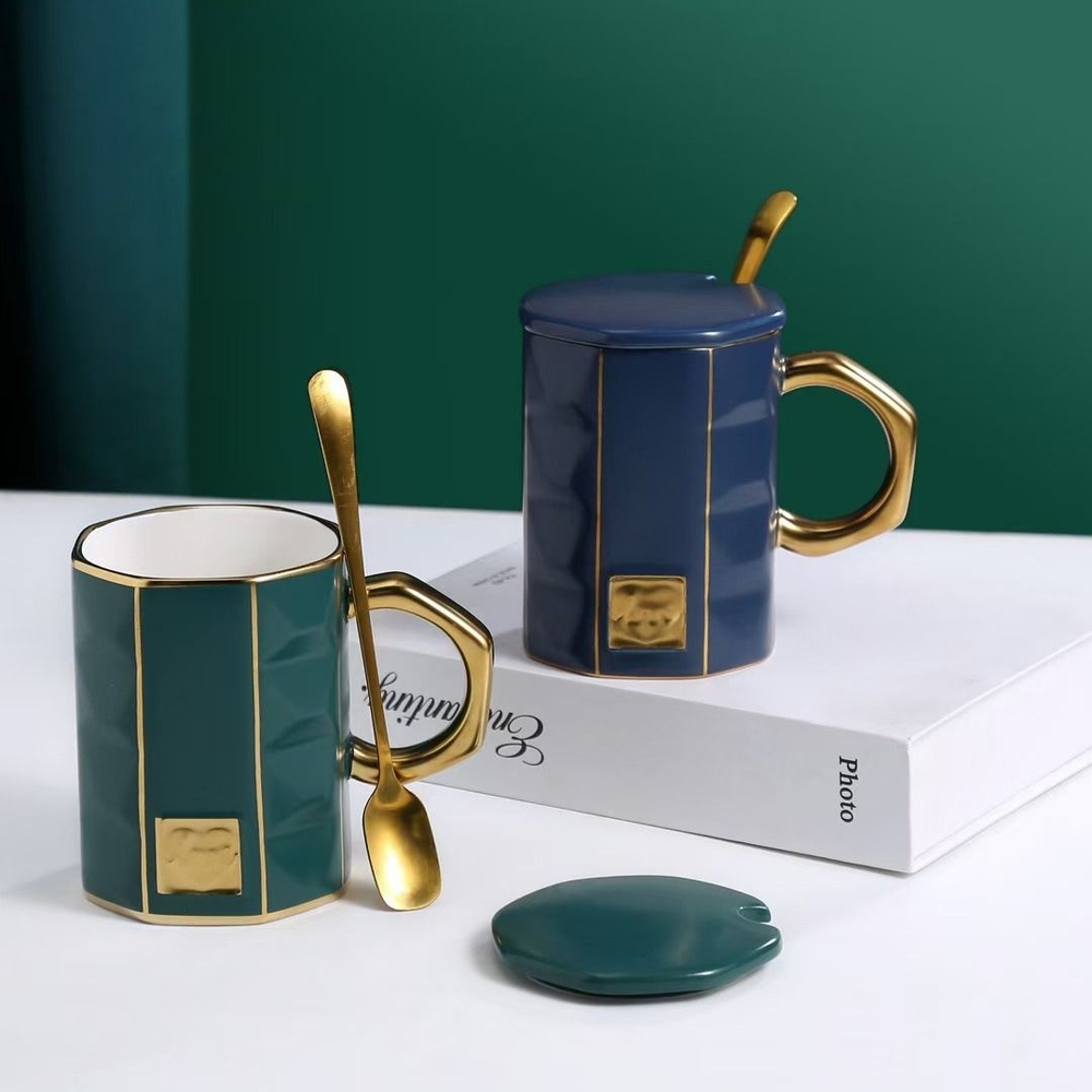 Кружка, чашка для чая, кофе с ложкой,1 шт