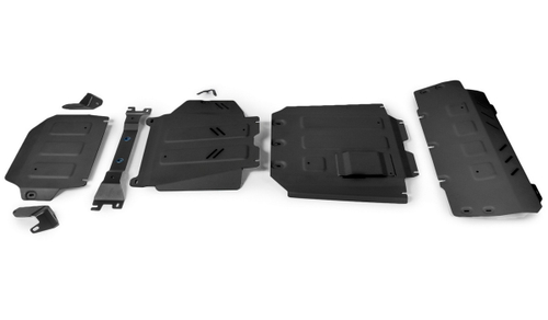 Защита радиатора, картера, КПП и РК Rival (черная) для Mercedes-Benz G-klasse W464 (V - 2.9D (249 л.с.); 4.0 (421/585 л.с.)) 2018-н.в., штампованная, алюминий 6 мм, с крепежом, 4 части, K333.3951.1.6