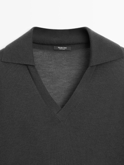 Massimo Dutti Свитер оверсайз из смесовой шерсти и шелка, свинцовый