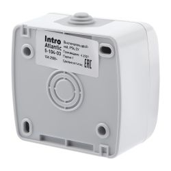 Выключатель Intro Atlantic 5-104-03 двойной, 10А-250В, IP54, открытой установки, серый | Intro