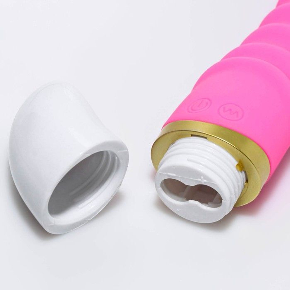 Розовый рельефный вибратор для точки G - 19 см. (Цвет: розовый)