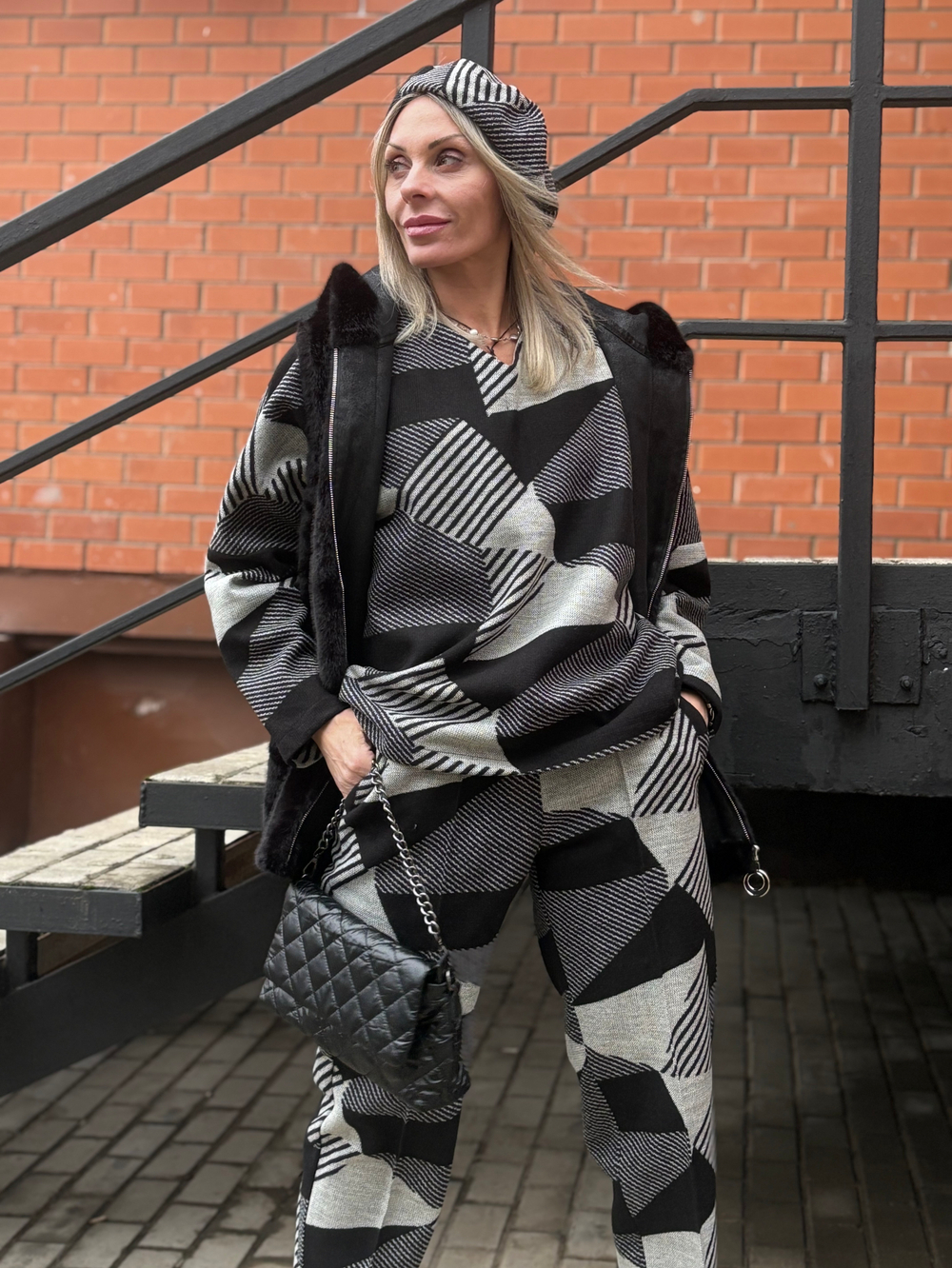 Брюки со стрелкой + Лонг + кушак / чб